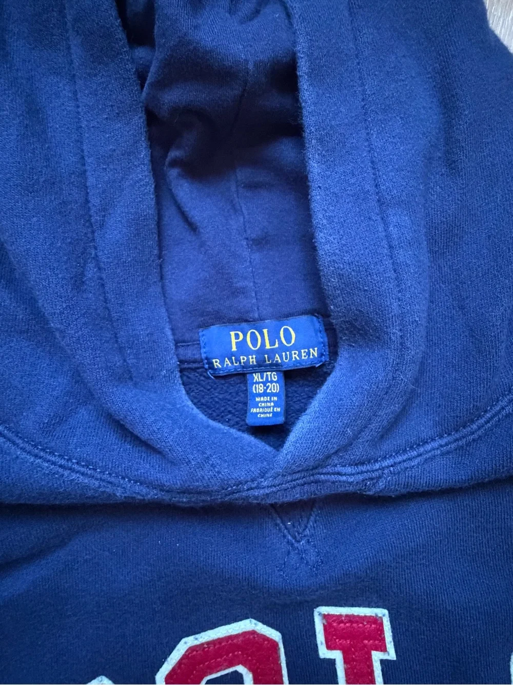 Polo by Ralph Lauren Navy Hoodie with Red Logo Kids
